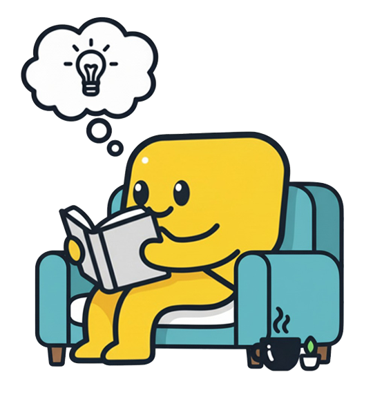 Bookblabla character reading a book